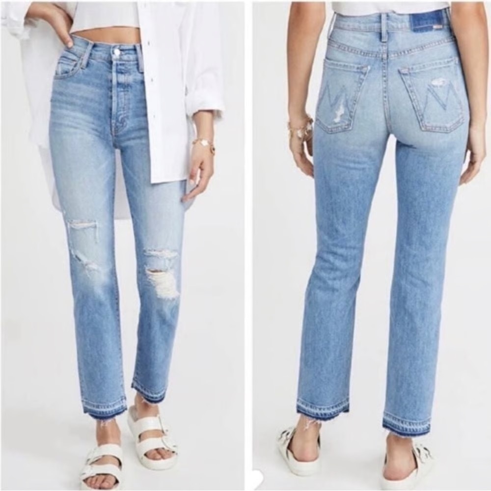 MOTHER High Waisted Hiker Hover Undone Hem On My Knees 24